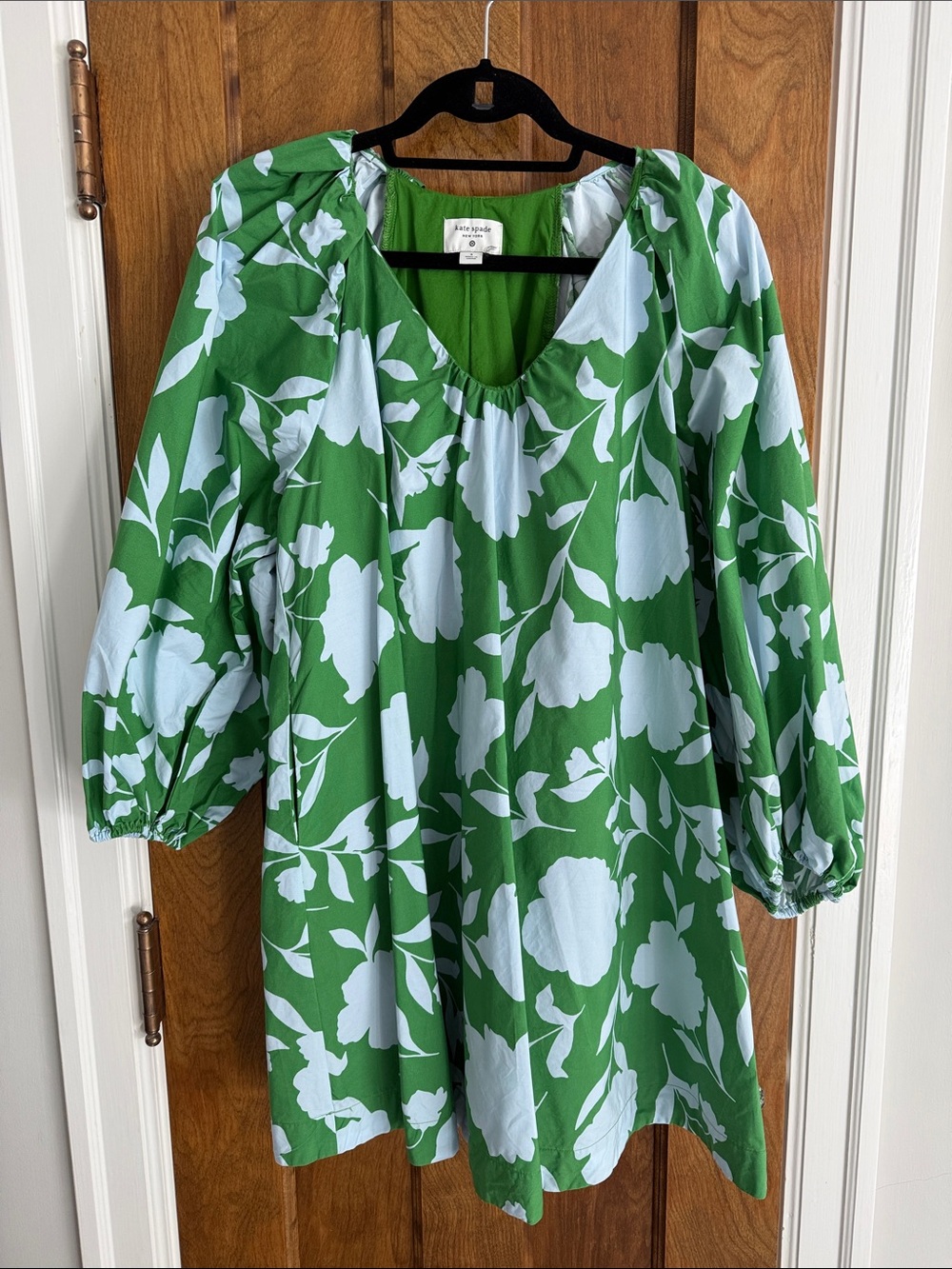 kate spade for Target Green and Light Blue Floral Puff-Sleeve Mini Dress